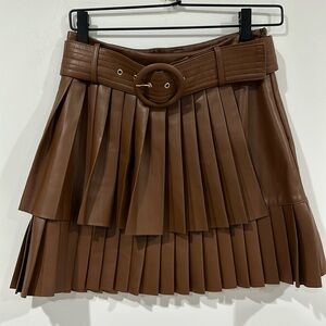 Zara Brown Leather Skirt with belt